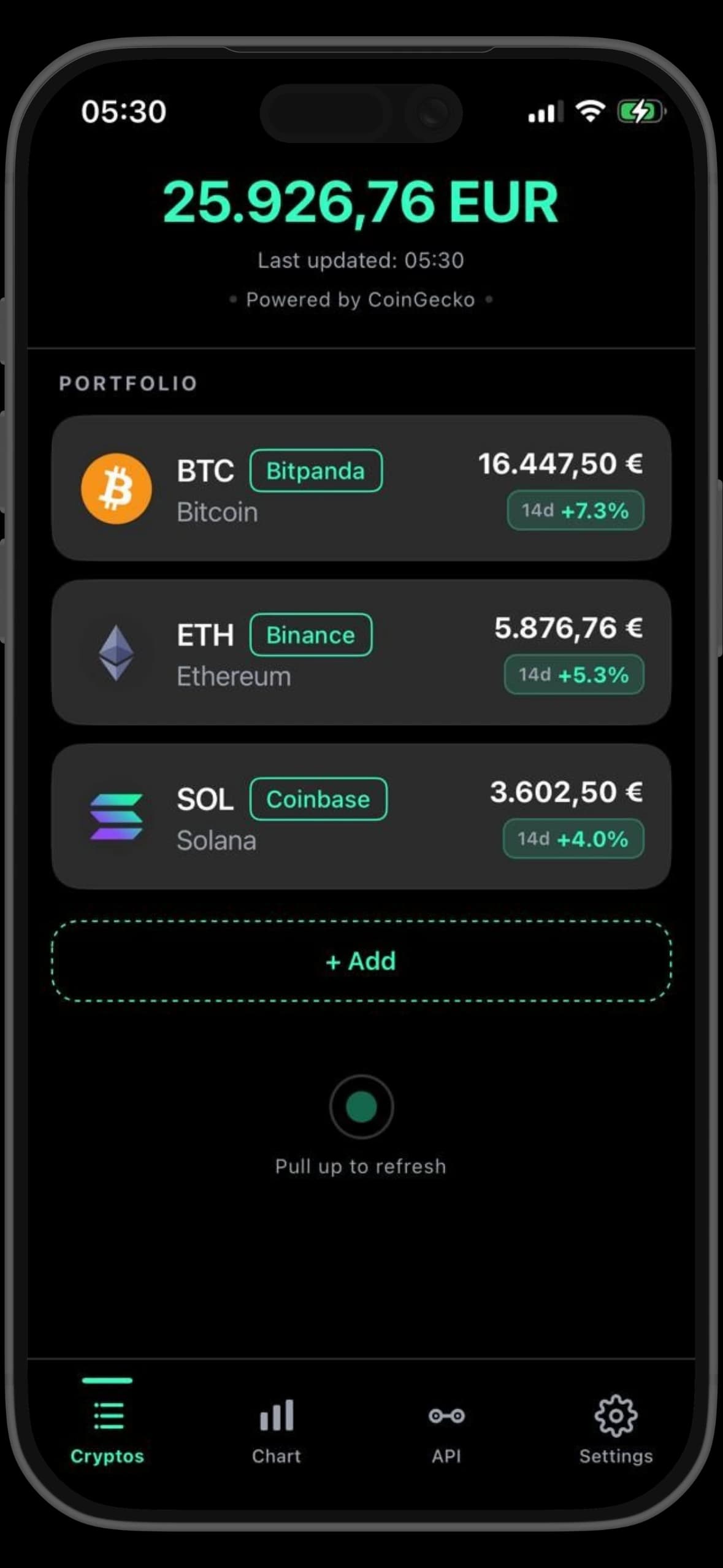 Ghost Ledger on iPhone — Portfolio Overview